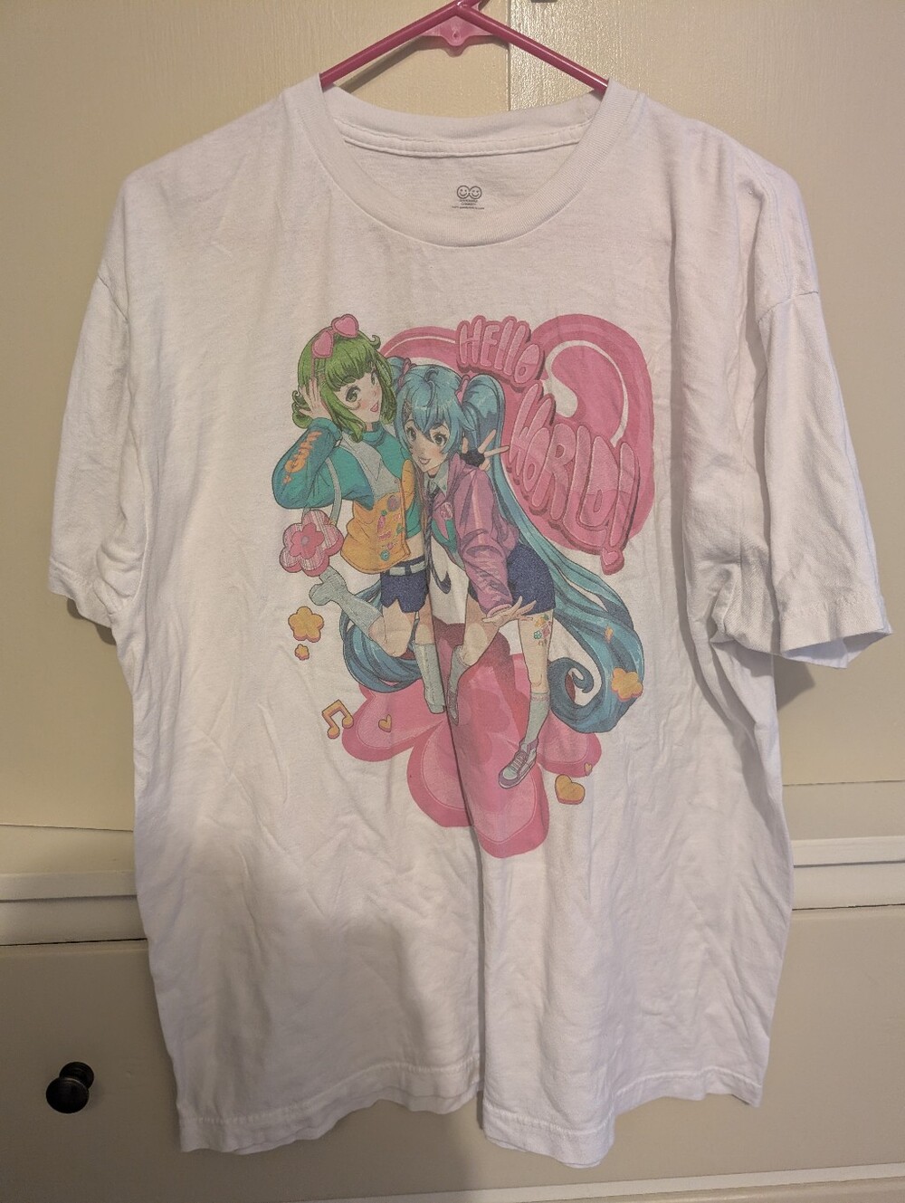 Vocaloid Hatsune Miku And Gumi Hello World Anime Graphic Women's Tee - Size XL